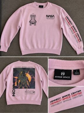 Hyper Space Men's Pink NASA Graphic Crewneck Sweater